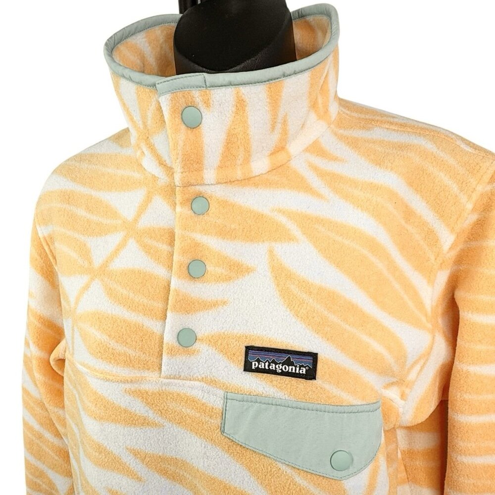 Patagonia Synchilla Snap-T Pullover Eucalyptus Fronds Vela Peach Yellow Women S - Picture 3 of 9